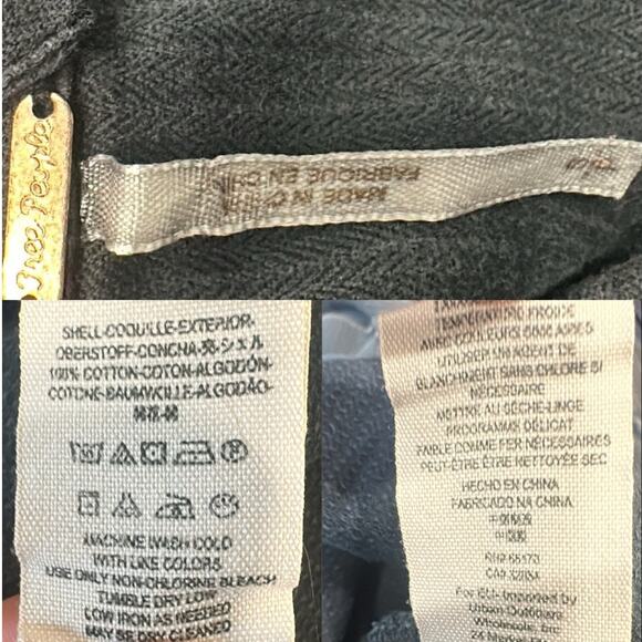 Free People Embellished Military Shirt Jacket Gray Distressed Beaded Patchwork - Picture 12 of 13